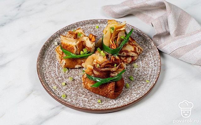 Мешочки с сыром и грибами — Рецепт с фото