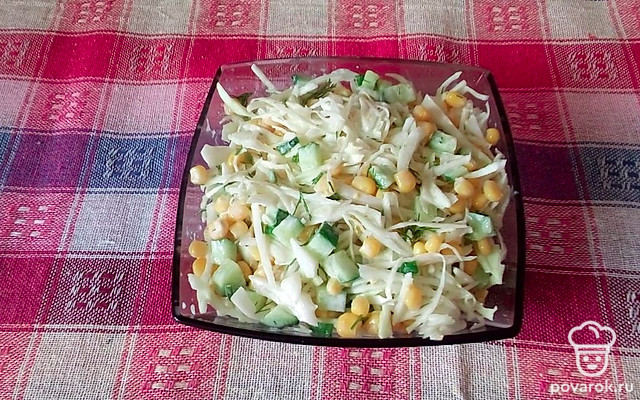 Салат из капусты с кукурузой и огурцом — Рецепт с фото