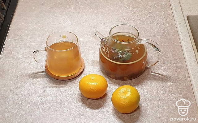 Согревающий мандариновый чай с мятой — Рецепт с фото