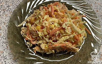 Салат из копченой курицы с морковью по-корейски и пекинской капустой — Рецепт с фото