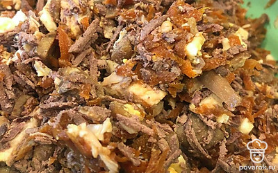 Необычный салат с курицей, свининой и шампиньонами — Рецепт с фото