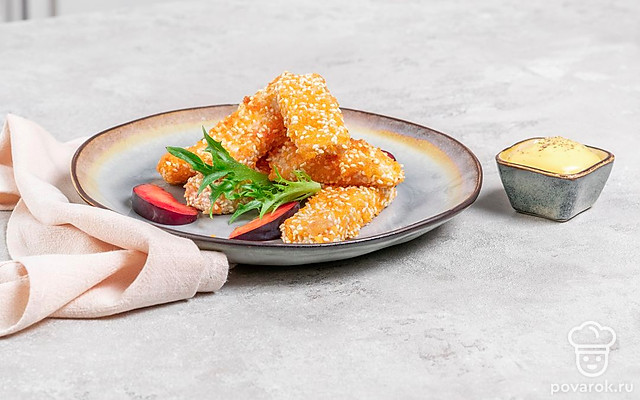 Жареный камамбер в кунжутной корочке — Рецепт с фото