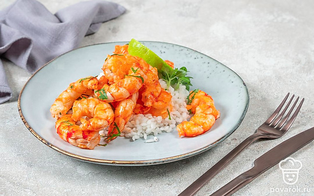 Жареные креветки с чесноком — Рецепт с фото