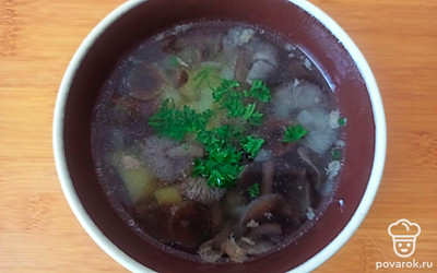 Подавайте порционно, украсив свежей зеленью.