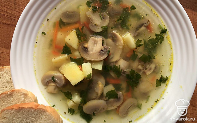 Суп с картошкой и шампиньонами — Рецепт с фото