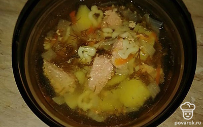 Получился наваристый и ароматный суп. Приятного аппетита.