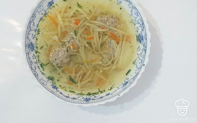 Ароматный суп с фрикадельками и лапшой — Рецепт с фото