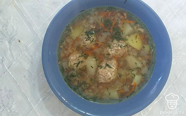 Гречневый суп с мясными шариками — Рецепт с фото