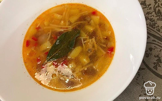 Куриный суп с фасолью и пастой — Рецепт с фото