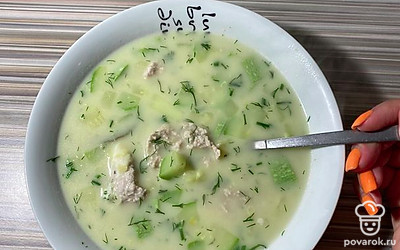 Сырный суп с кабачком и фрикадельками — Рецепт с фото