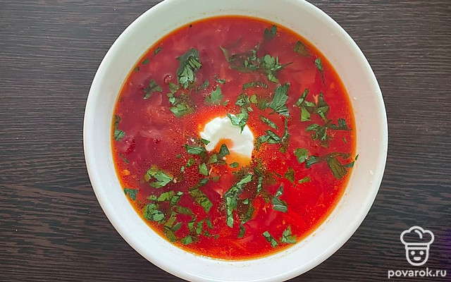 Борщ с запеченной свеклой и фасолью — Рецепт с фото