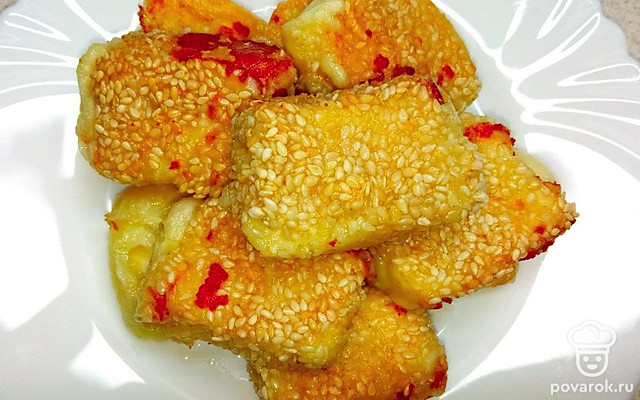 Вкусный жареный сыр в кунжуте — Рецепт с фото