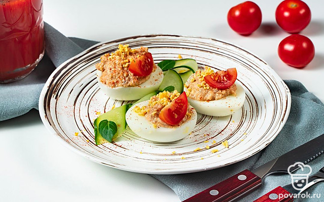 Легкий рецепт фаршированных яиц с грибами — Рецепт с фото