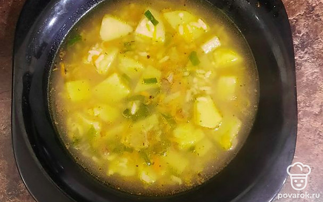 Суп с зеленью и рисом — Рецепт с фото