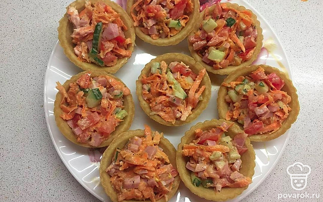 Тарталетки с морковью по-корейски — Рецепт с фото