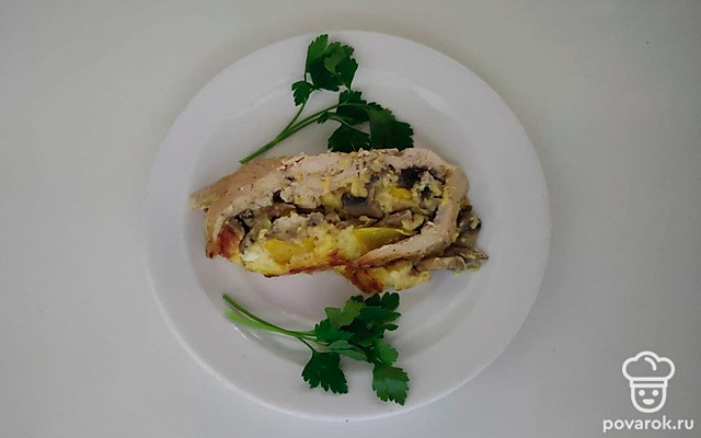 Террин с курицей, шампиньонами и болгарским перцем — Рецепт с фото