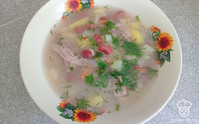 Куриный суп с консервированной красной фасолью — Рецепт с фото