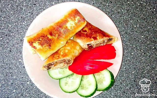 Блинчики с мясом и грибами — Рецепт с фото