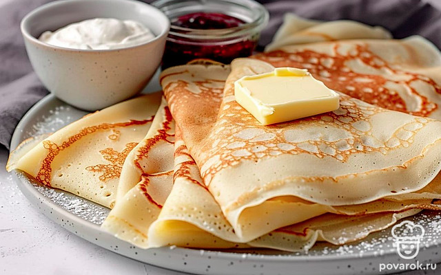 Нежные блины на майонезе и молоке — Рецепт с фото
