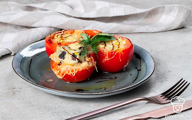 Фаршированные помидоры с шампиньонами — Рецепт с фото