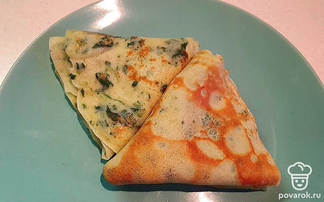 Шпинатные блинчики — Рецепт с фото