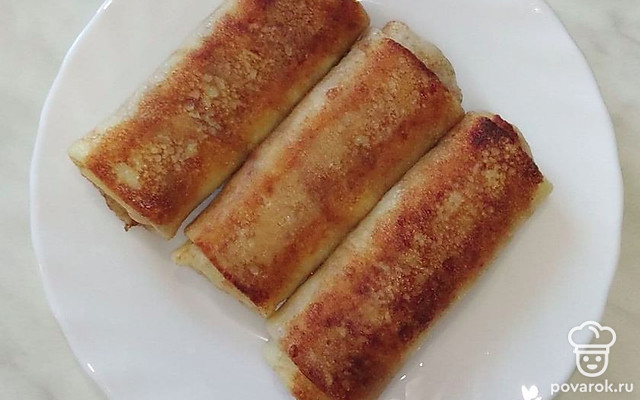 Блины с вареной курицей — Рецепт с фото