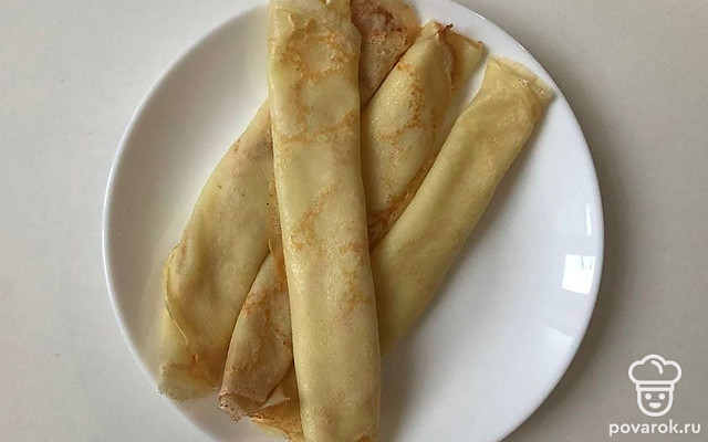 Тонкие блины на воде и молоке — Рецепт с фото