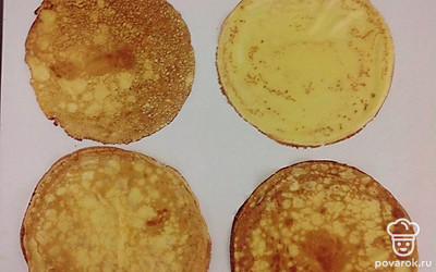 Возьмите сковороду, налейте масло и распределите по сковороде. Вливайте тесто, пока дно не заполнится. Равномерно распределяйте тесто. Жарьте блины с двух сторон. Приятного аппетита!