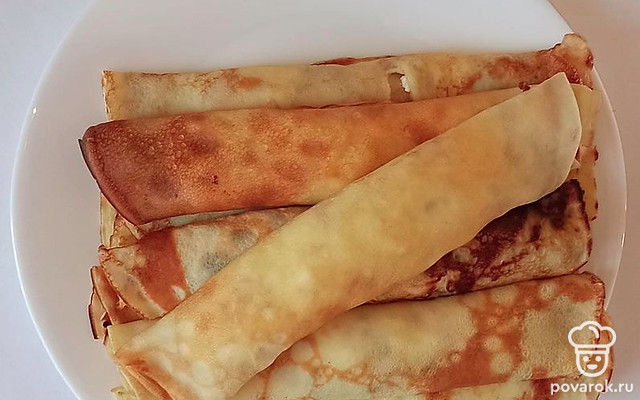 Блинчики на молоке с творогом — Рецепт с фото