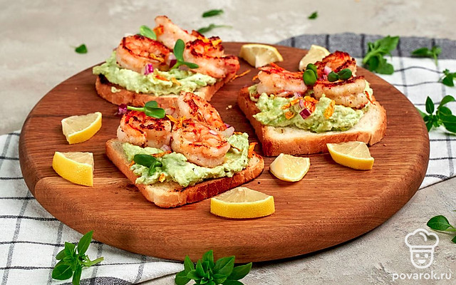 Тост с тигровыми креветками — Рецепт с фото