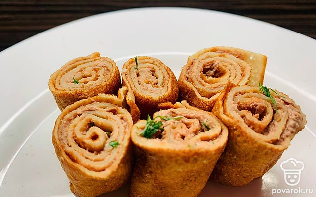 Блины с печеночным паштетом «Итальянские» — Рецепт с фото