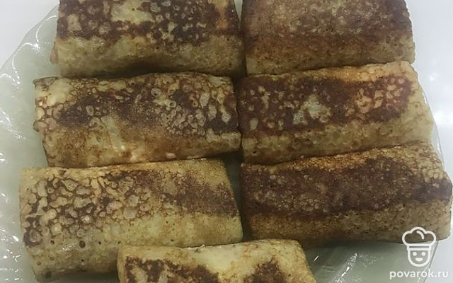 Блинчики фаршированные колбасой и сыром — Рецепт с фото