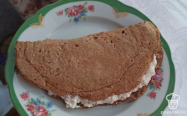 Овсяноблин с какао и творогом — Рецепт с фото