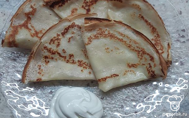 Ажурные блины со сметаной — Рецепт с фото