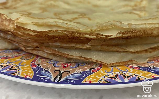 Тонкие блины на молоке и кипятке — Рецепт с фото