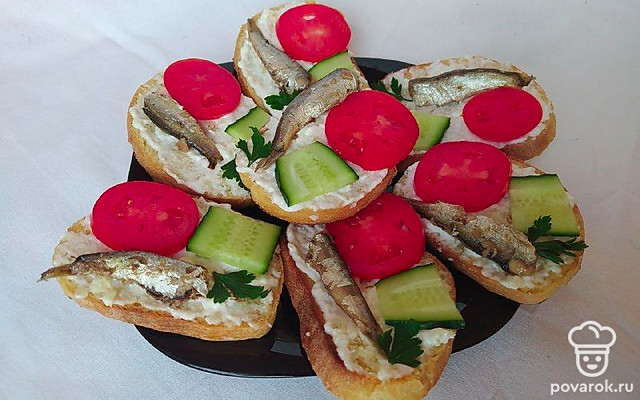 Гренки с консервированными шпротами и петрушкой — Рецепт с фото