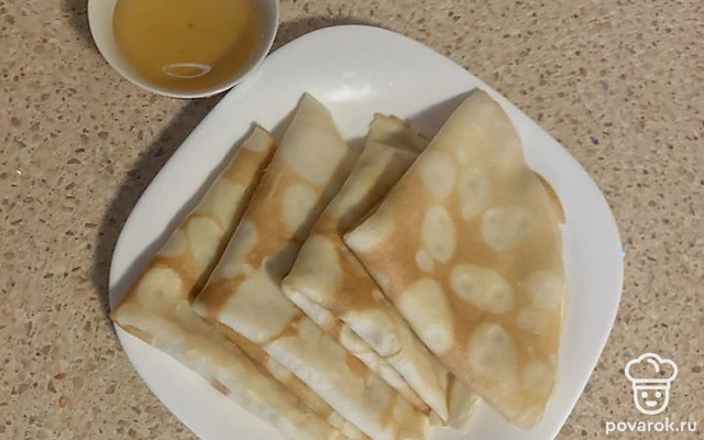 Блины на молоке и кипятке с медом — Рецепт с фото