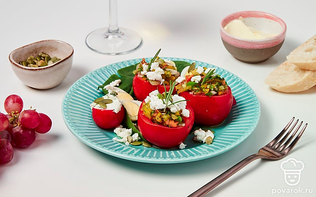 Фаршированные помидоры с болгарским перцем — Рецепт с фото