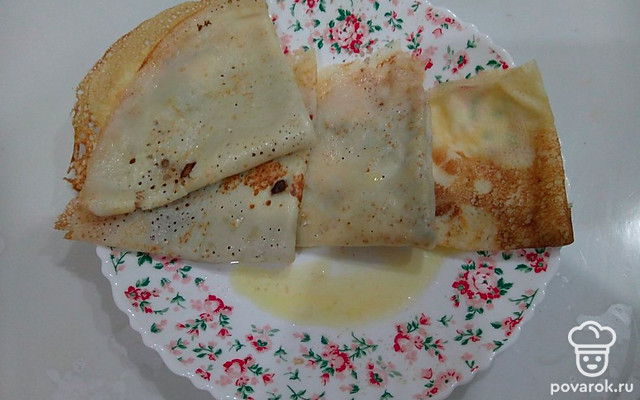 Блинчики с растопленным сливочным маслом «Теплое утро» — Рецепт с фото