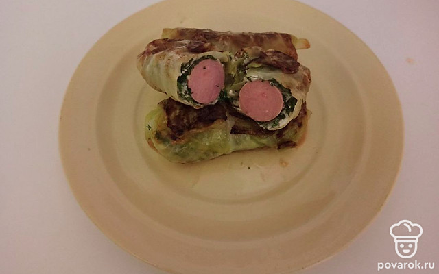 Голубцы с сосисками и сыром — Рецепт с фото