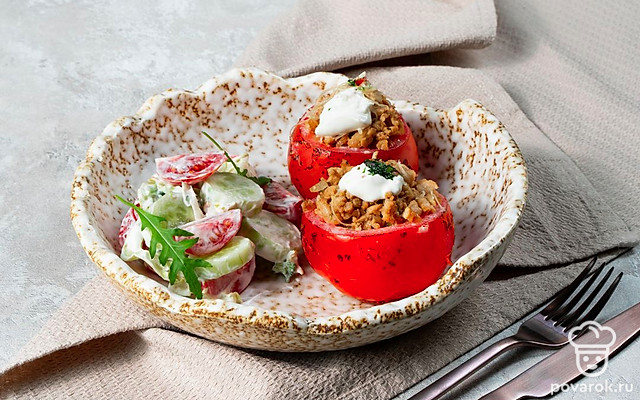 Фаршированные куриным фаршем помидоры — Рецепт с фото