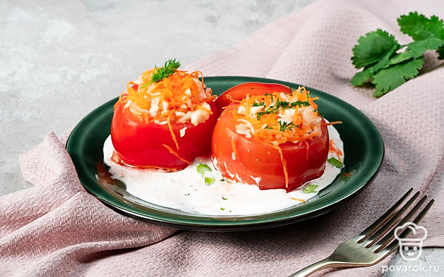Фаршированные капустой помидоры — Рецепт с фото
