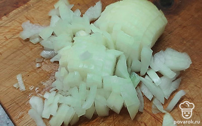 Лук очищаем и мелко нарезаем.