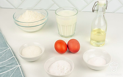 Перед приготовлением теста проверьте, все ли продукты и в нужном ли объеме находятся на столе.