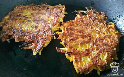 Сформируйте оладьи и выложите на горячую сковороду. Обжарьте с двух сторон до появления аппетитной корочки.