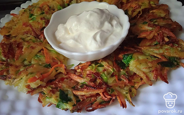 Овощные оладьи со свежей зеленью — Рецепт с фото