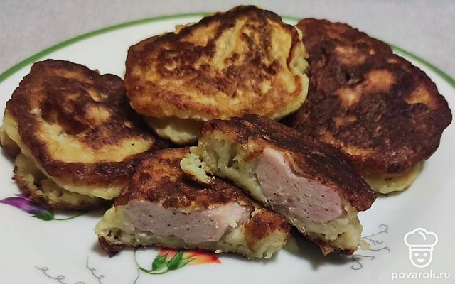 Кабачковые оладушки с куриным фаршем — Рецепт с фото