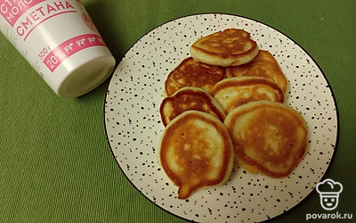 Оладушки на сметане готовы к употреблению. 