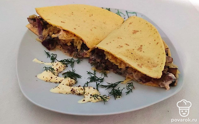 Сытная тортилья с грибами — Рецепт с фото