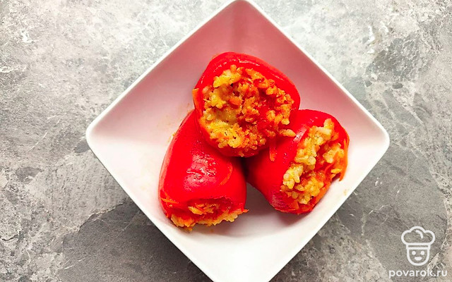 Быстрый фаршированный перец с куриной грудкой — Рецепт с фото